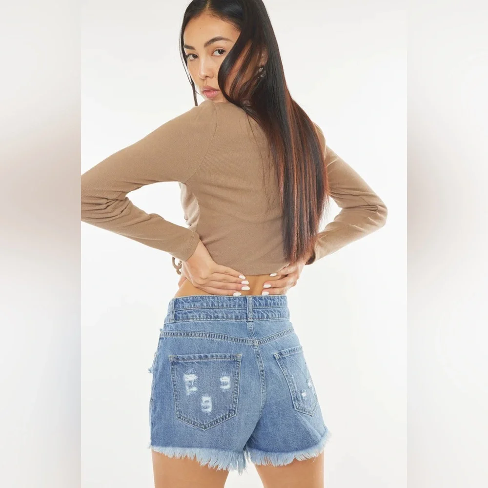 KANCAN - FARAH HIGH RISE MOM SHORTS sz 25 - Picture 2 of 13